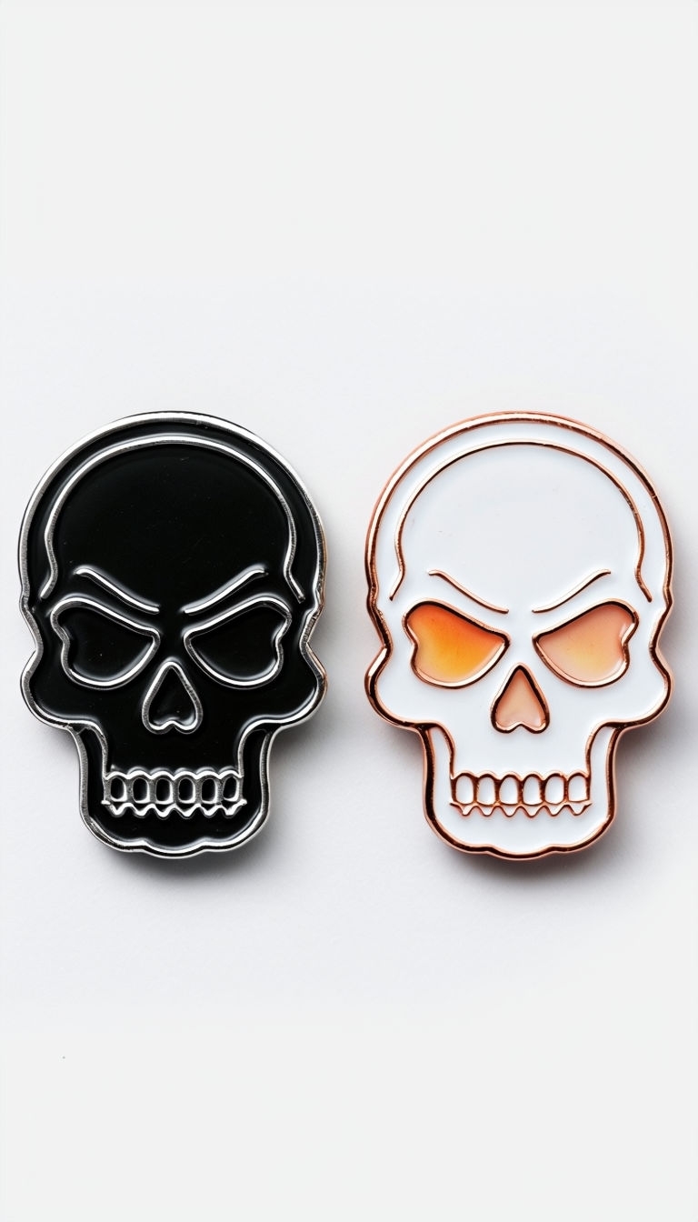 Stylized Black and White Skull Enamel Pins Modern Art Phone Case Cover