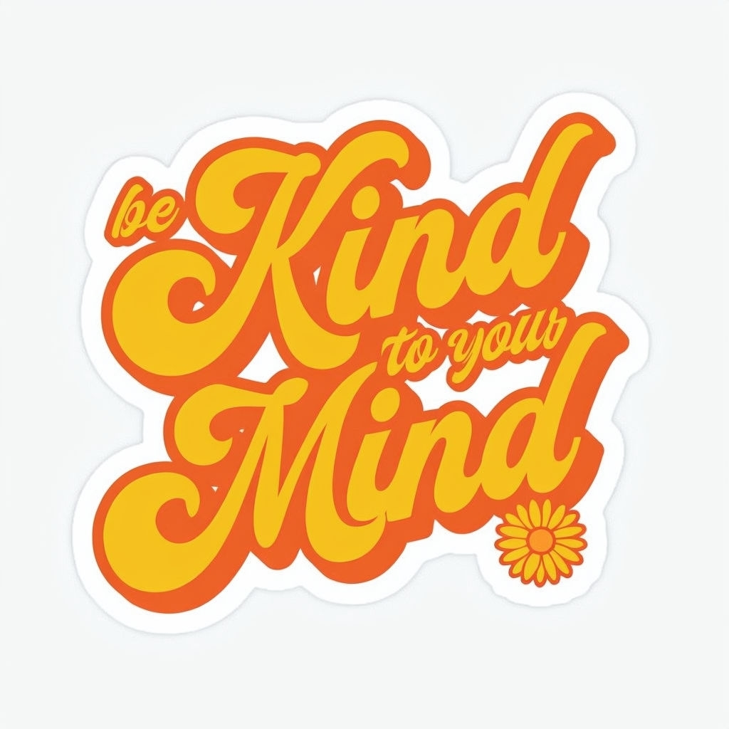 Be Kind to Your Mind Retro Motivational Sticker