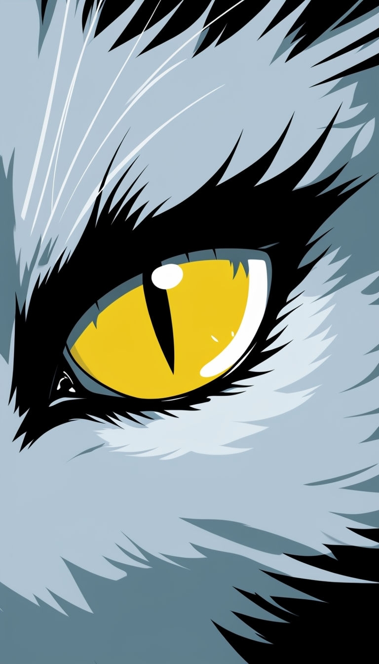Vibrant Cartoon Cat Eye Illustration with Texture Mobile Wallpaper