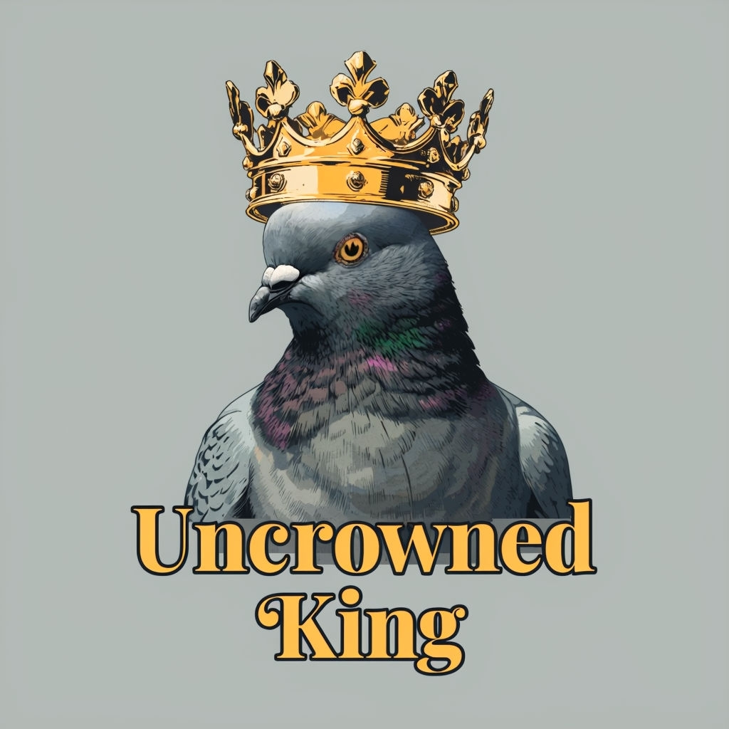 Pigeon Wearing Gold Crown Uncrowned King Graphic T-Shirt