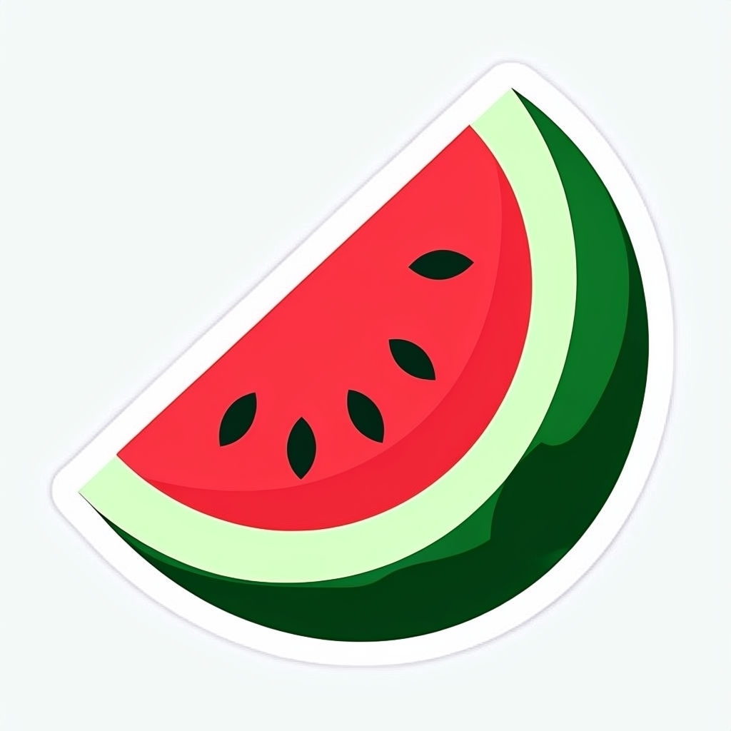 Playful Cartoon Watermelon Slice Sticker Design