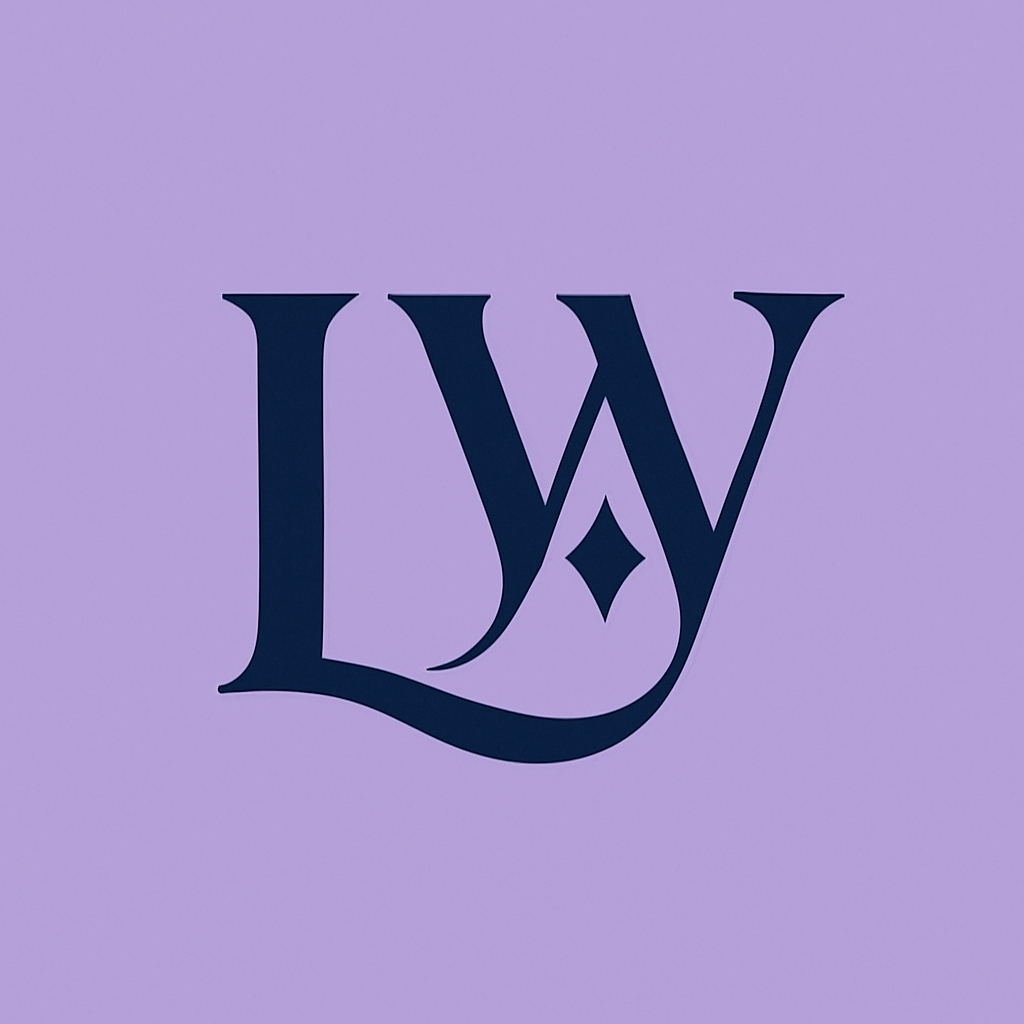 Elegant Navy Blue LW Monogram Logo on Lavender Background Monogram