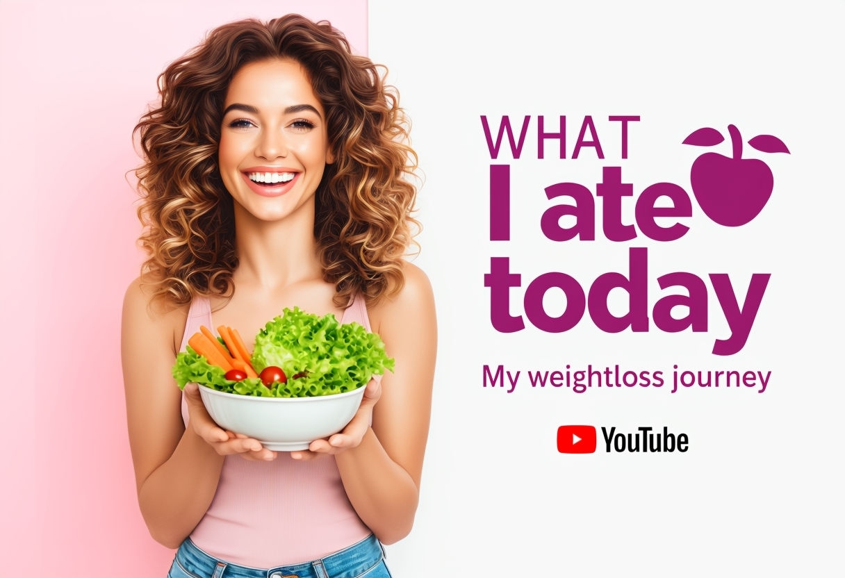 Cheerful Woman Holding Salad YouTube Thumbnail Design