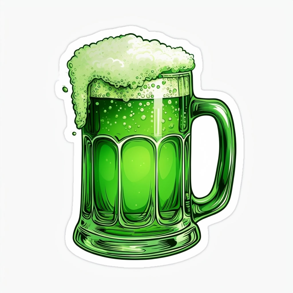 Festive Cartoon Green Beer Mug Illustration Sticker