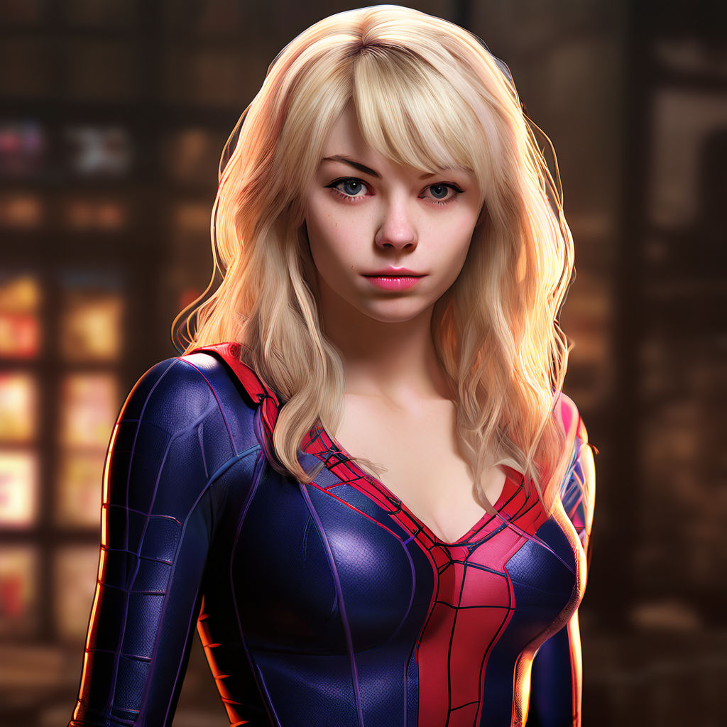 Gwen stacy as big chest hot bikini anime. Perfect face anime