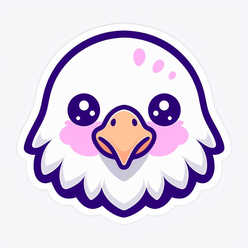 Charming Kawaii Cartoon Eagle Head Illustration Sticker