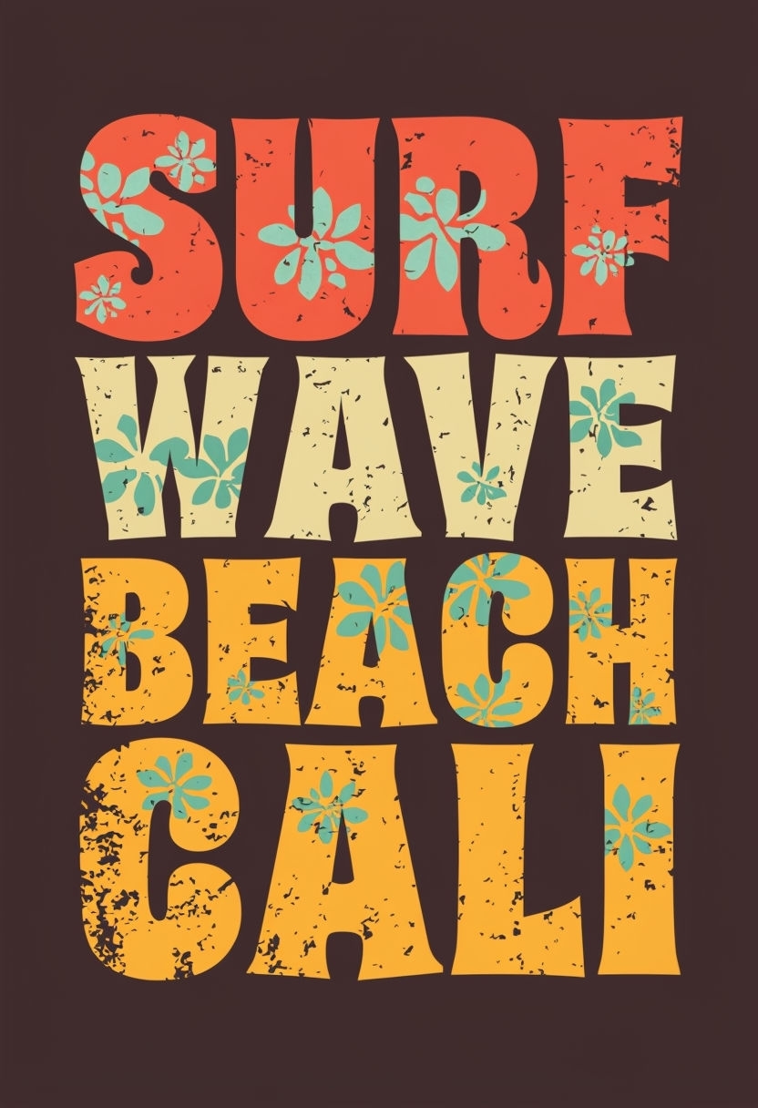 Vintage Surf Wave Beach Cali Graphic T-Shirt