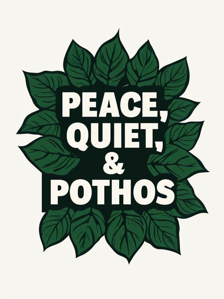 Peace, Quiet, & Pothos Minimalist Graphic Design Poster