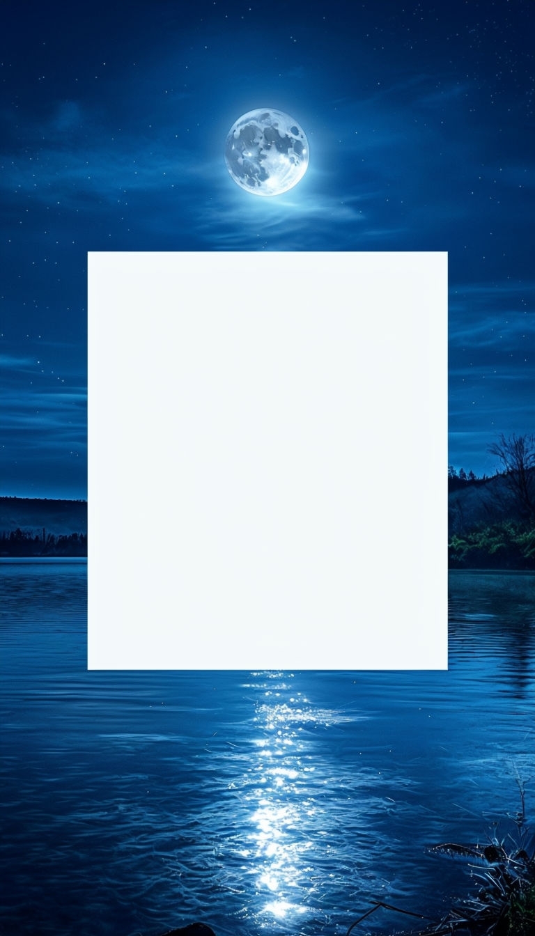 Moonlit Lake Landscape Photorealistic Social Media Post Template