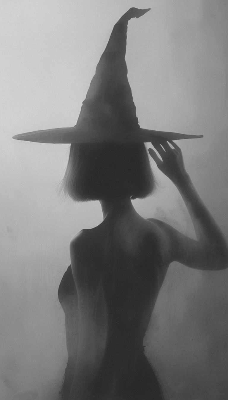 Enigmatic Witch Silhouette Artistic Photograph Poster