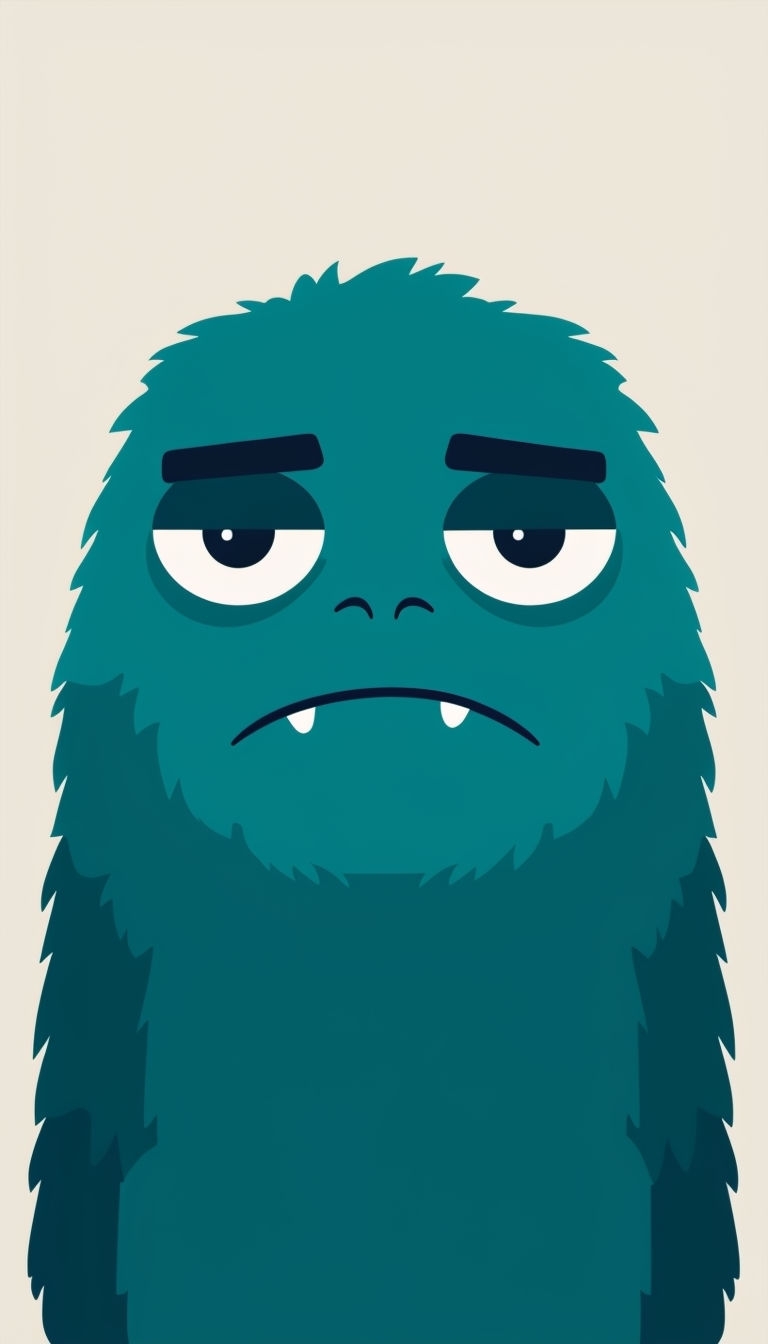 Playful Cartoon Dark Teal Monster Character Mobile Wallpaper