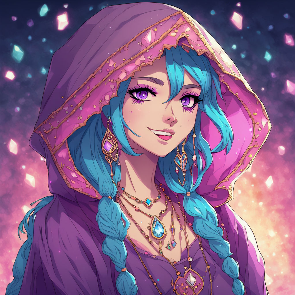 A mystic anime young female gypsy wearing a hood by Carlos Eduardo ...