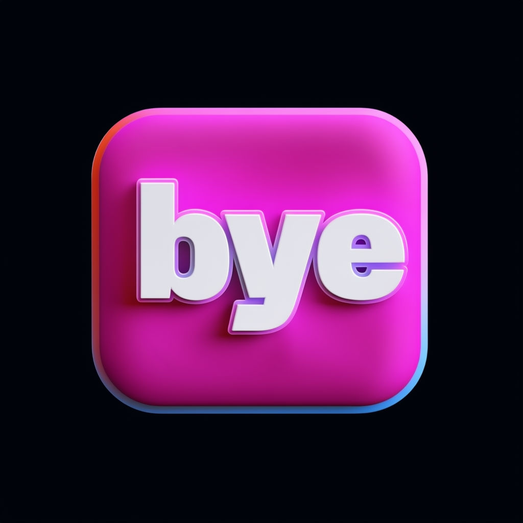 Modern 3D Bye Text on Magenta Button Graphic Mobile Wallpaper