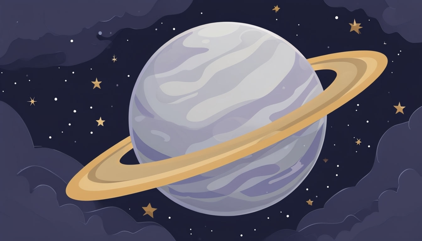 Serene Cartoon Outer Space Planet Digital Illustration Background