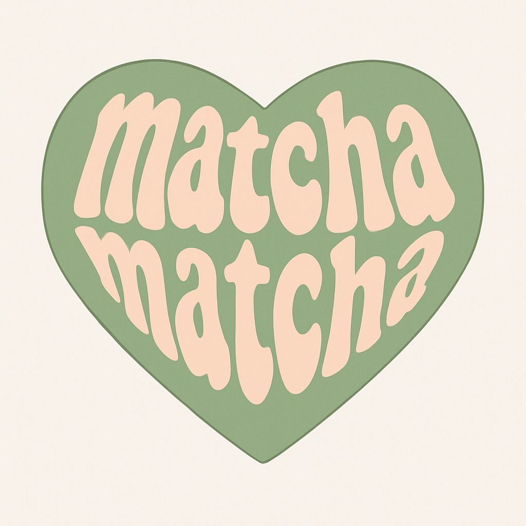 Heart-Shaped Matcha Typography Design Sticker