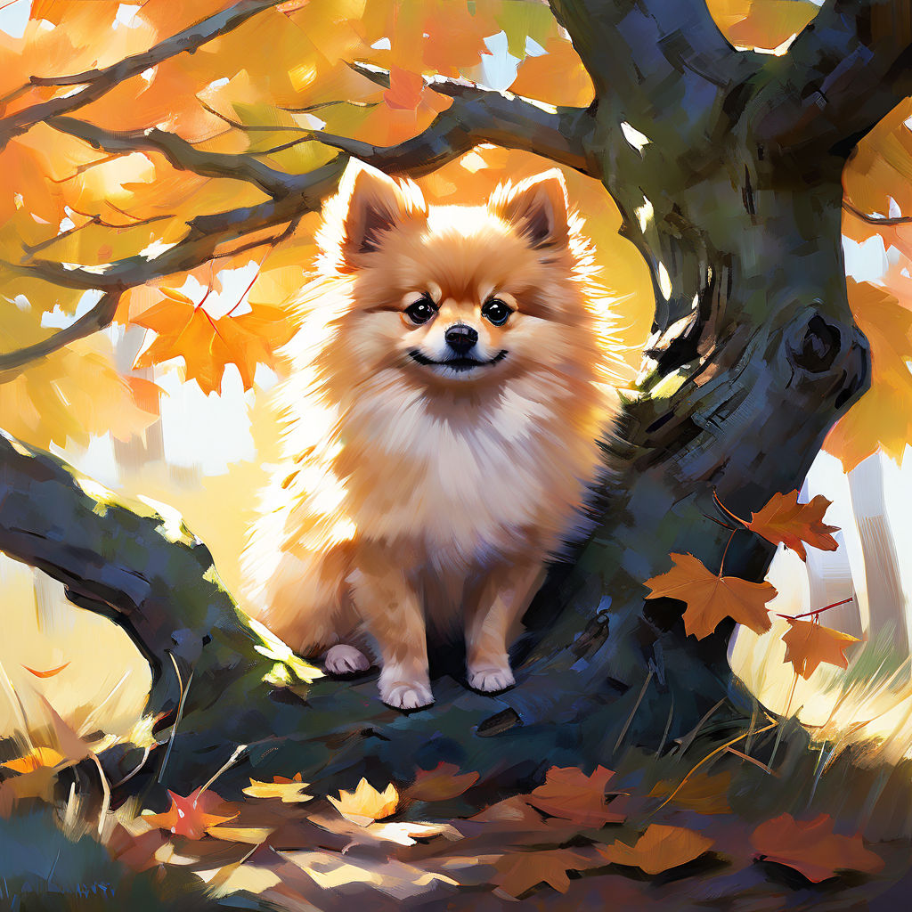 A curious Pomeranian dappled with a patchy skin disease seek... by 눙정현 ...