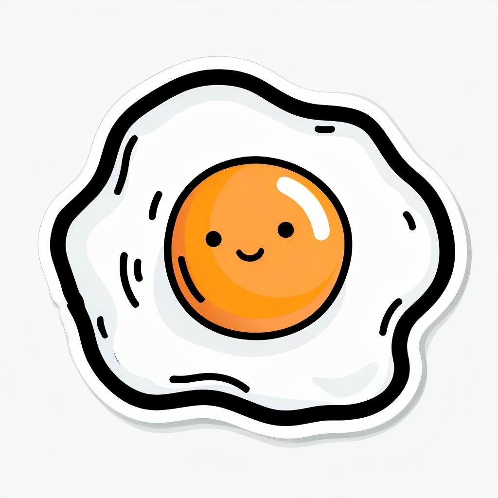 Cute Fried Egg with Smiling Face Cartoon Sticker