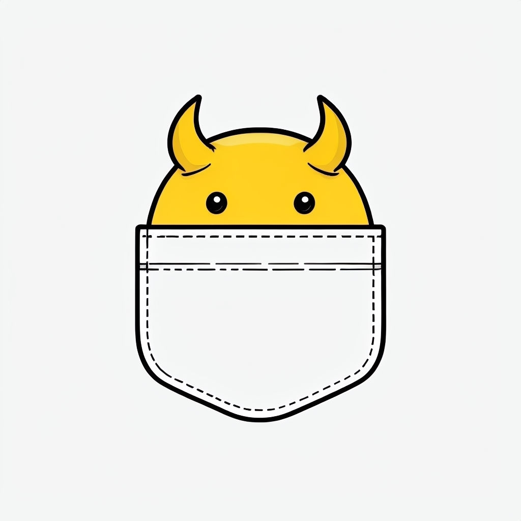 Playful Yellow Face Peeking Out of Pocket Cartoon Sticker