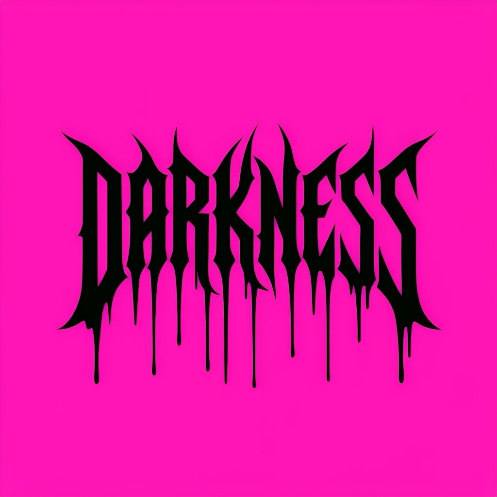 Bold Gothic Darkness Text Design on Pink Background T-shirt