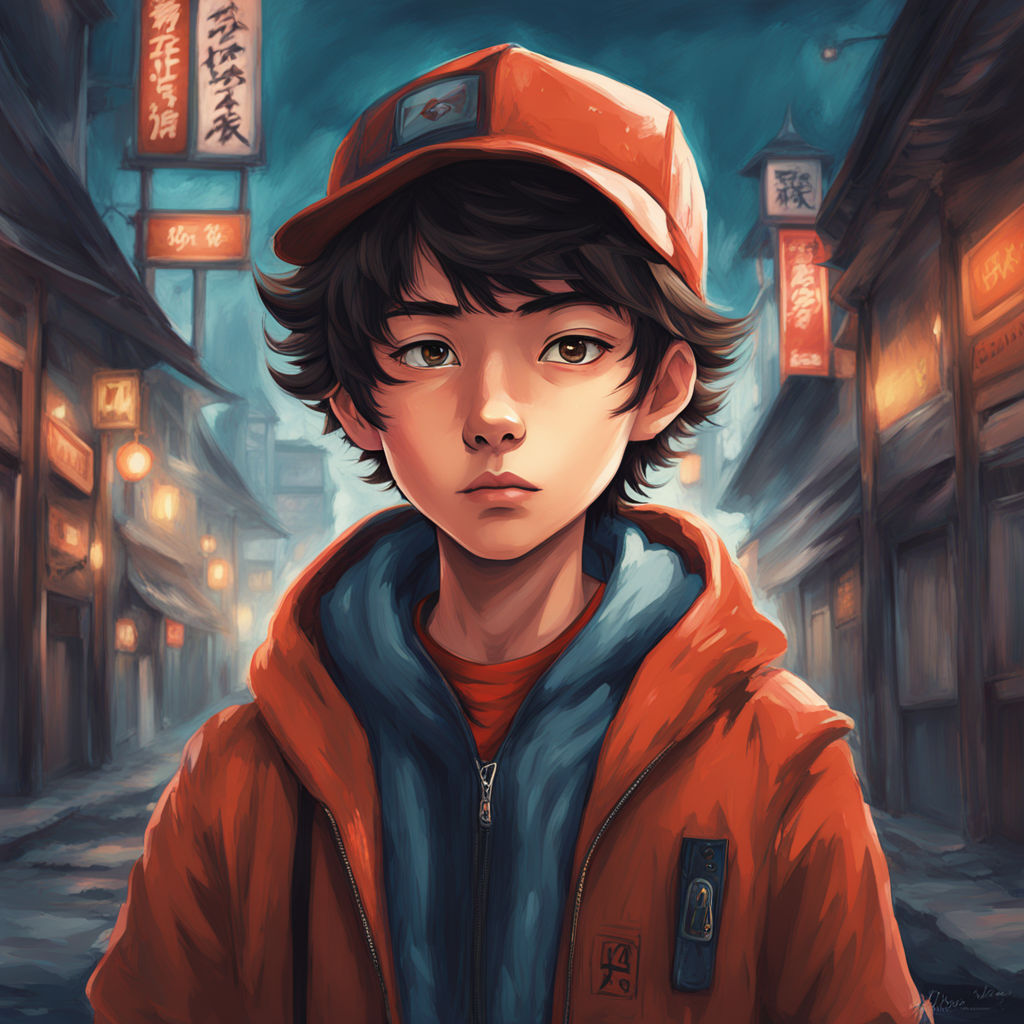 Digital painting of a 10yearold boy with a unique blend of... by mido