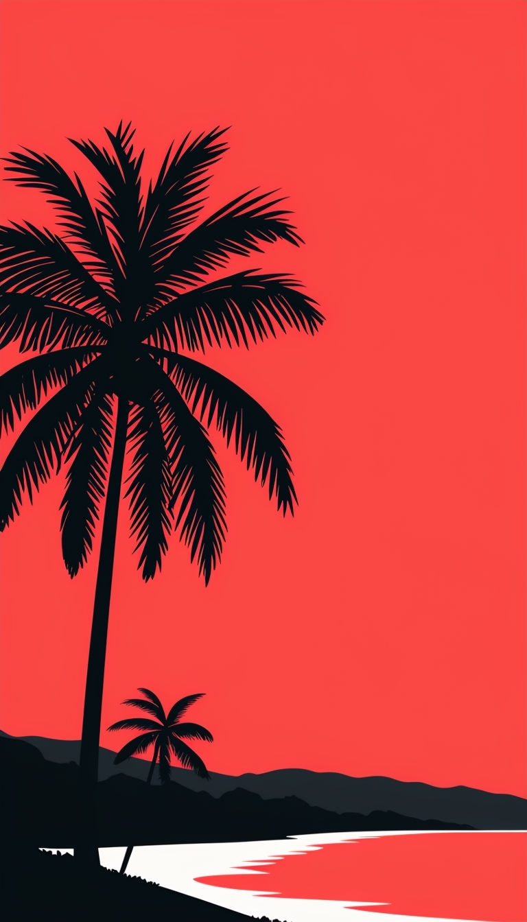Minimalist Tropical Sunset Landscape Phone Case Cover