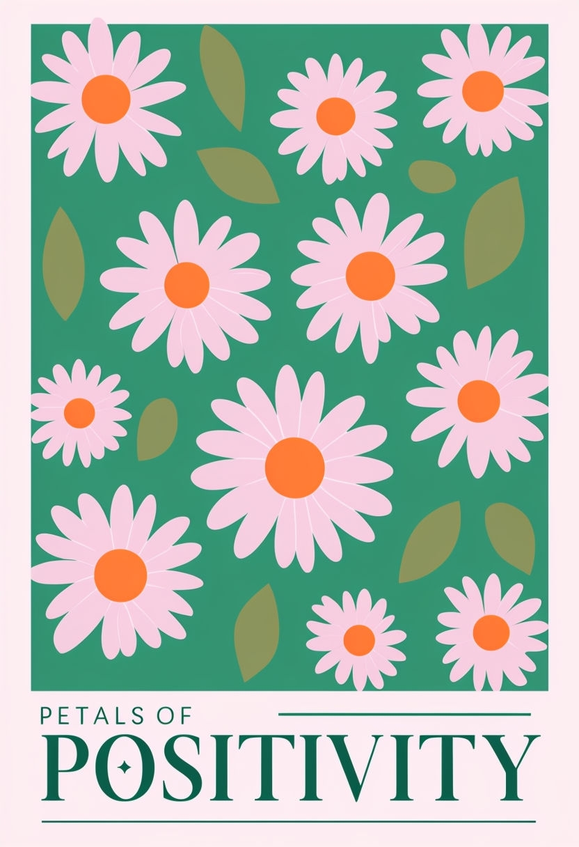 Cheerful Petals of Positivity Modern Minimalist Poster