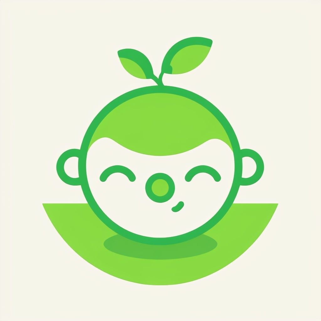 Cheerful Lime Green Cartoon Character Illustration Logo