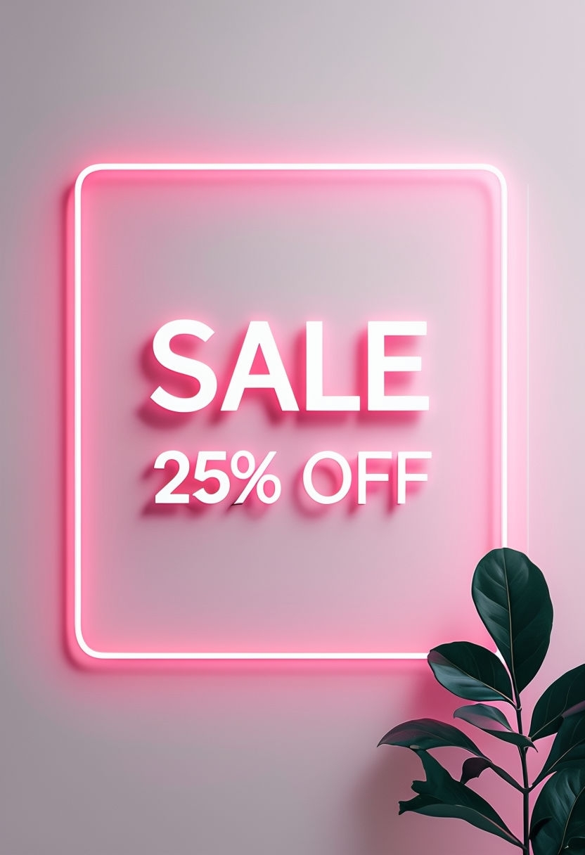 Modern Neon Sale Advertisement with Pink Background Social Media Post