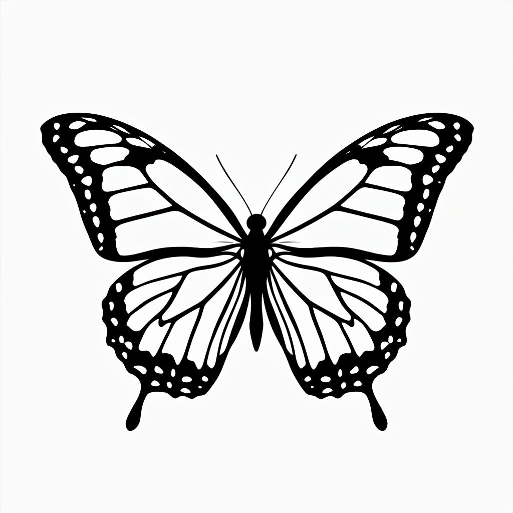 Elegant Black Butterfly Silhouette Minimalist Art Poster