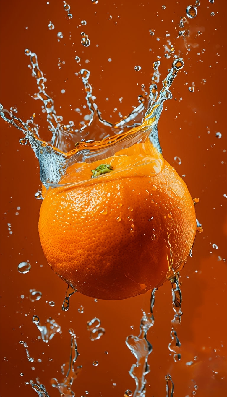 Vibrant Orange in Splashing Water Dynamic Photograph Mobile Wallpaper