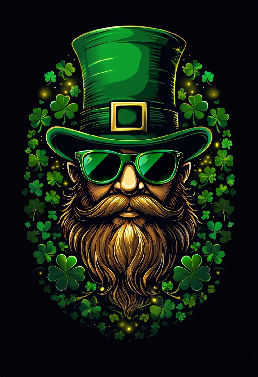 Whimsical Irish Leprechaun Surrounded by Shamrocks Mobile Wallpaper