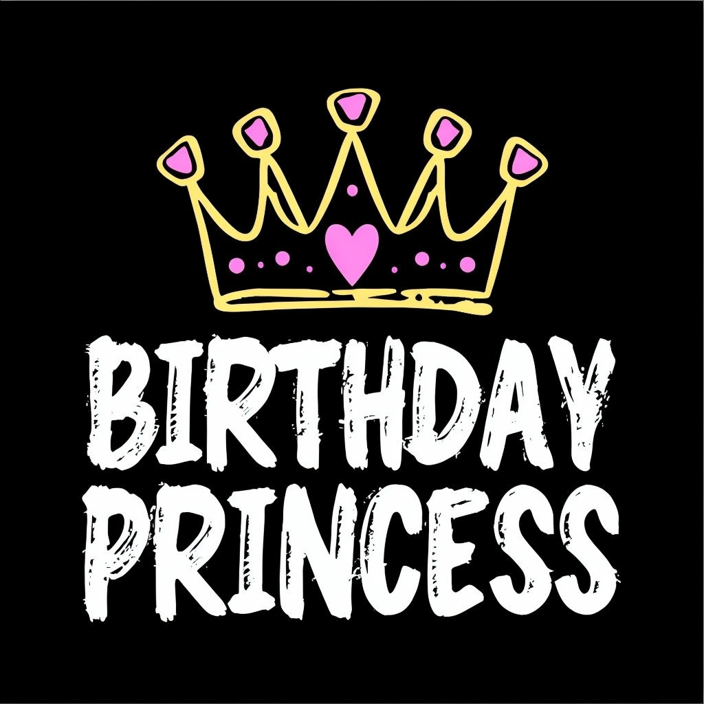 Whimsical Birthday Princess Crown Design T-Shirt
