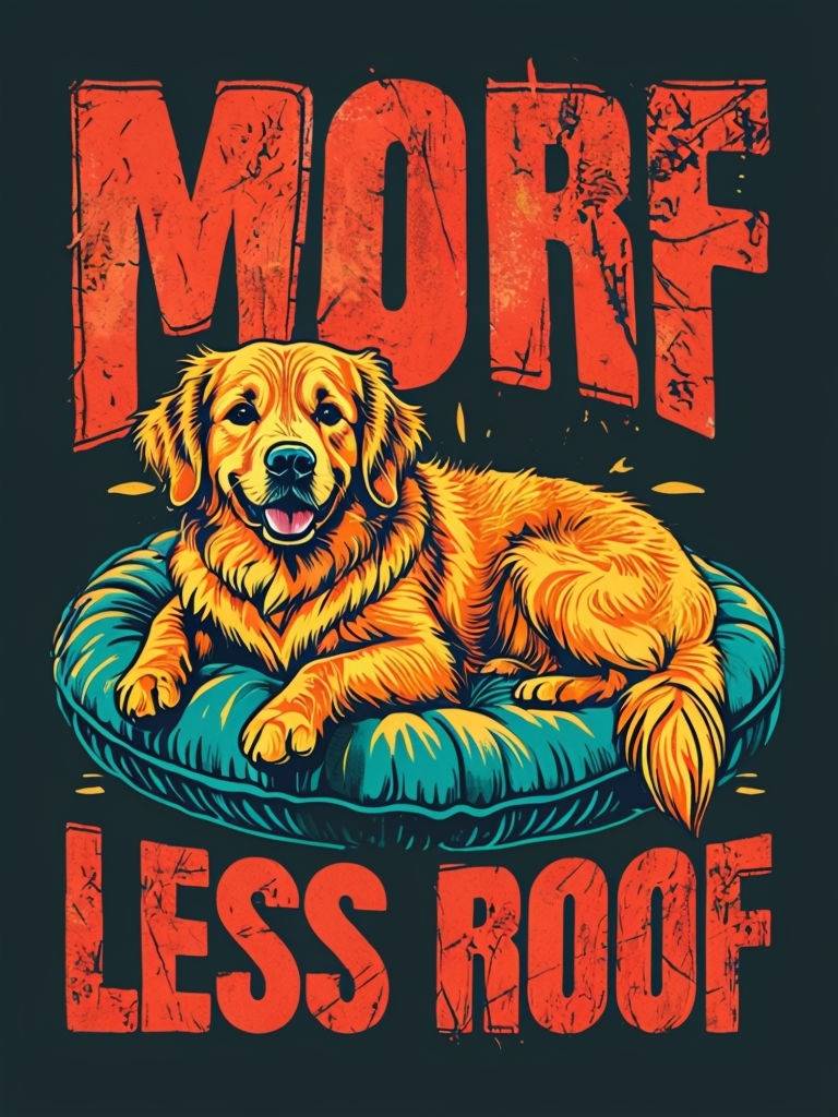 Vibrant Retro More Woof Less Roof Golden Retriever T-Shirt
