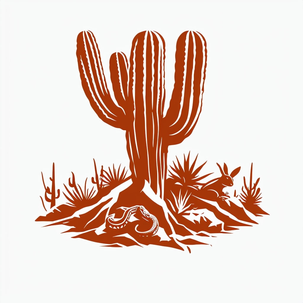 Desert Flora and Cactus Silhouette Graphic Mug Design