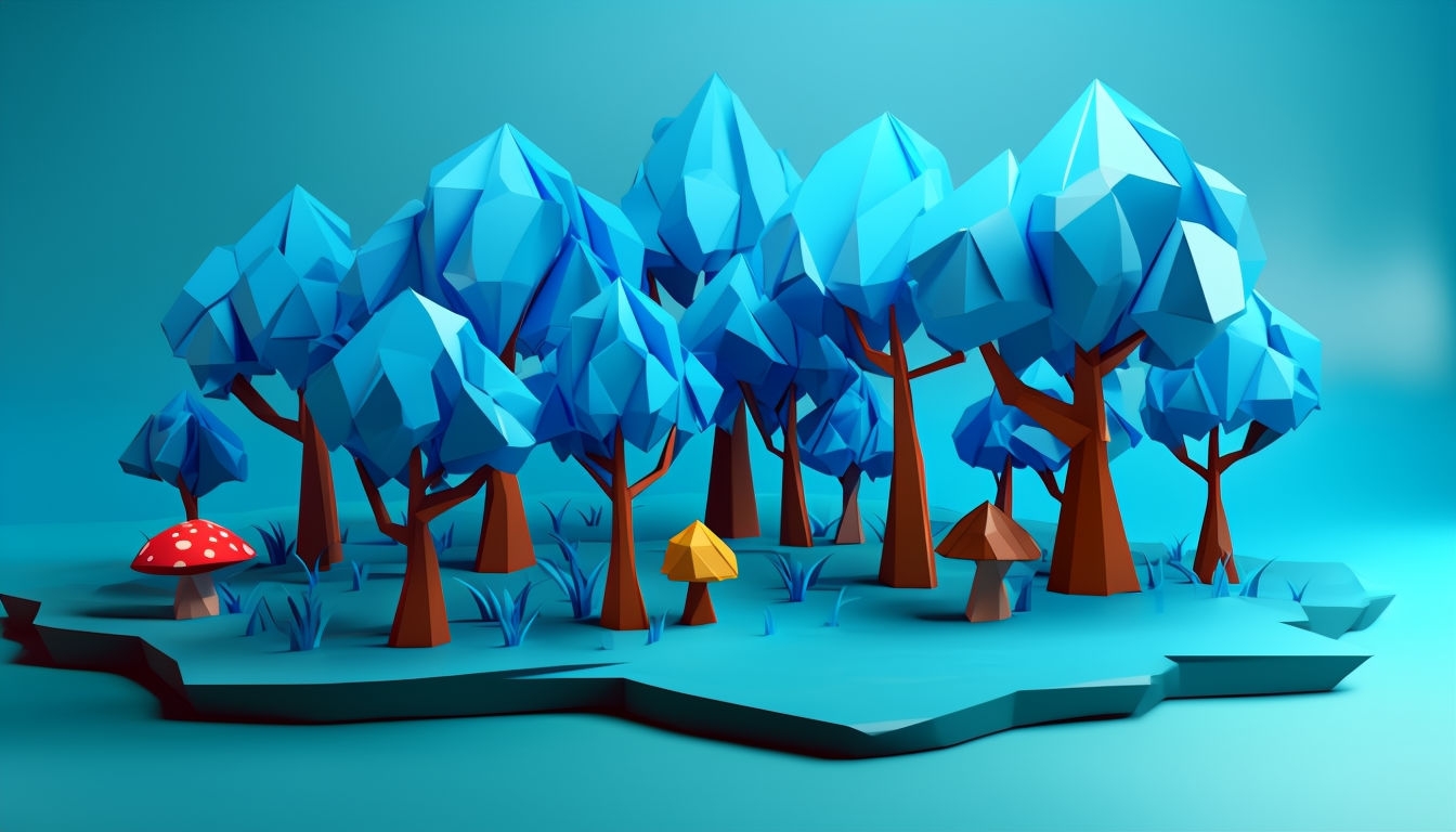 Whimsical Low-Poly 3D Forest Scene Virtual Background