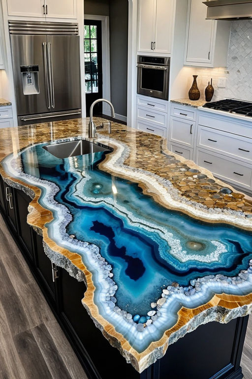 Kitchen island made of raw agate geode by R&B - Playground