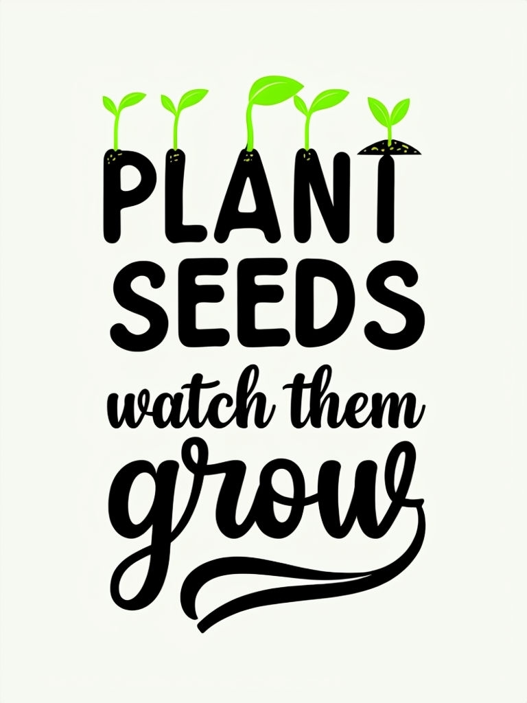 Motivational Plant Seeds Watch Them Grow Typography T-shirt