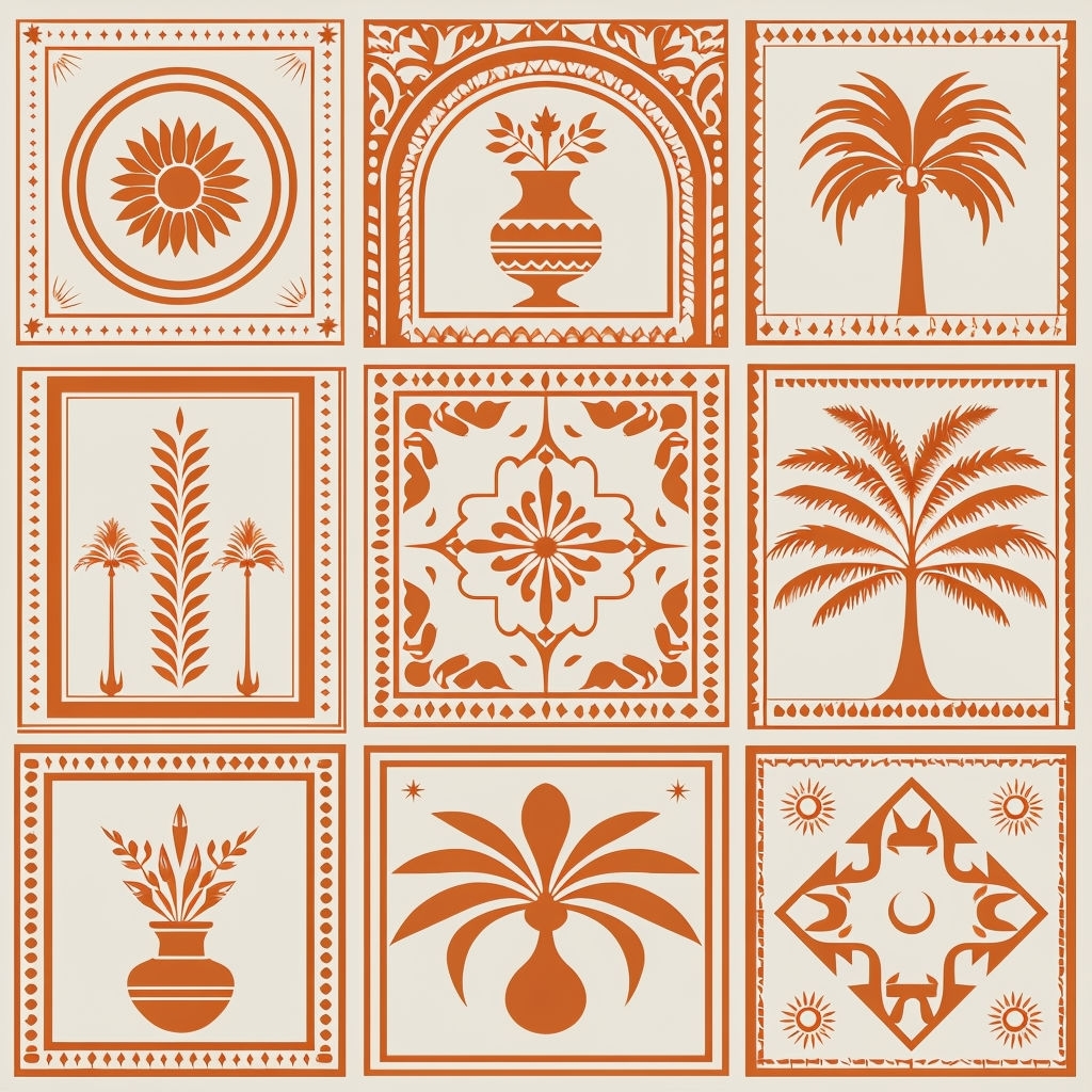 Ornate Burnt Orange and Beige Seamless Pattern Design