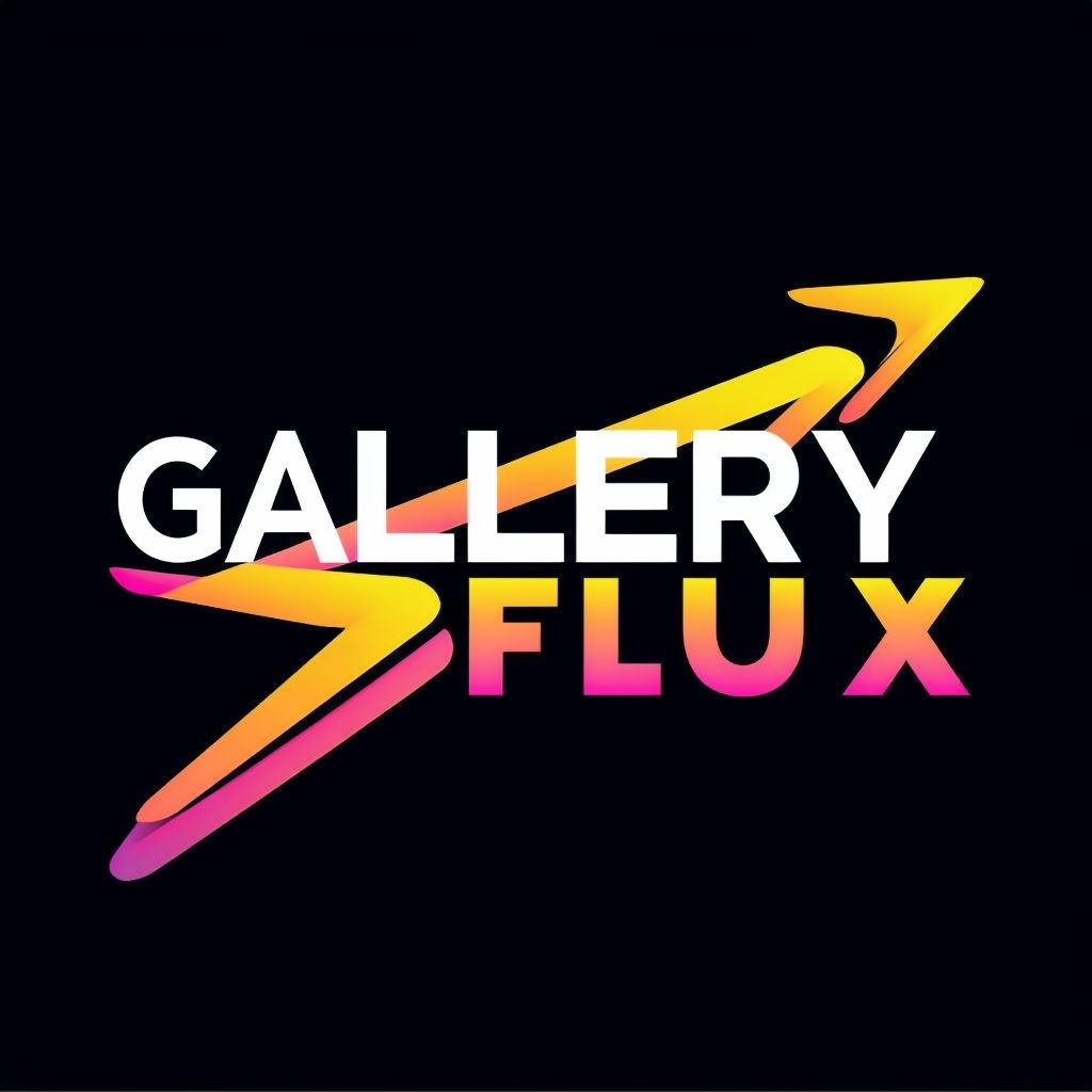 Modern Dynamic Gallery Flux Logo Design on Black Background