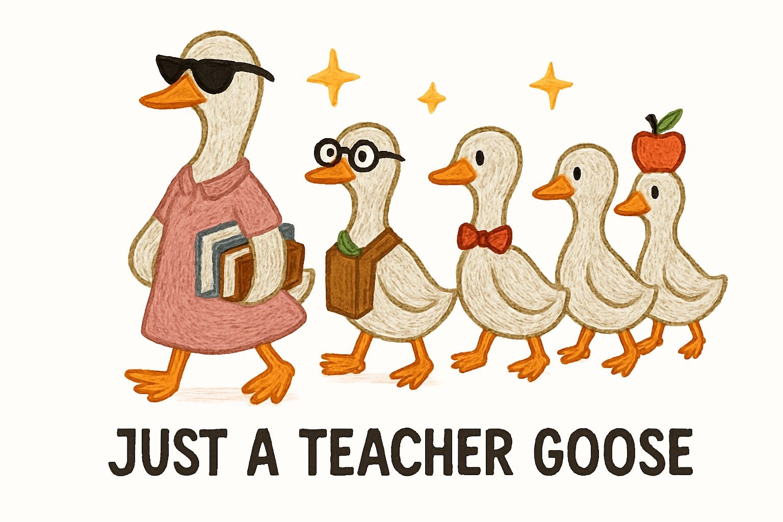 Just a Teacher Goose Whimsical Cartoon T-Shirt