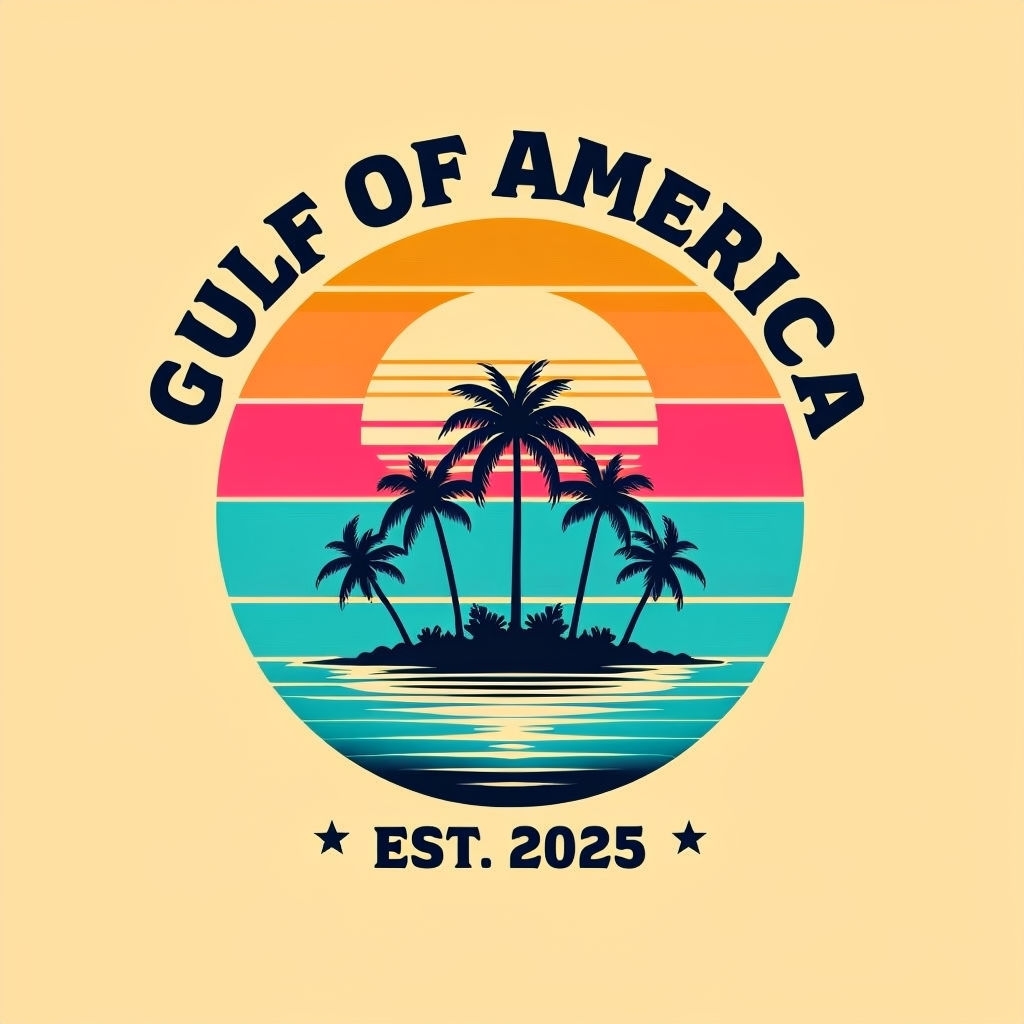 Vintage Gulf of America Island Graphic Design T-Shirt