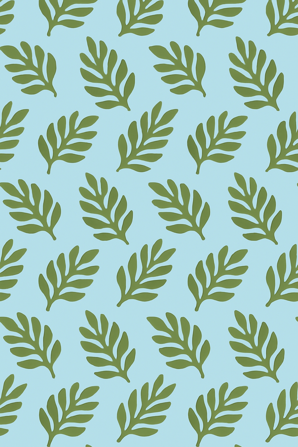 Olive Green Leaf Pattern on Light Blue Background Phone Case Cover