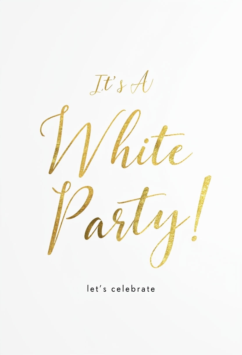 Elegant Gold White Party Announcement Card