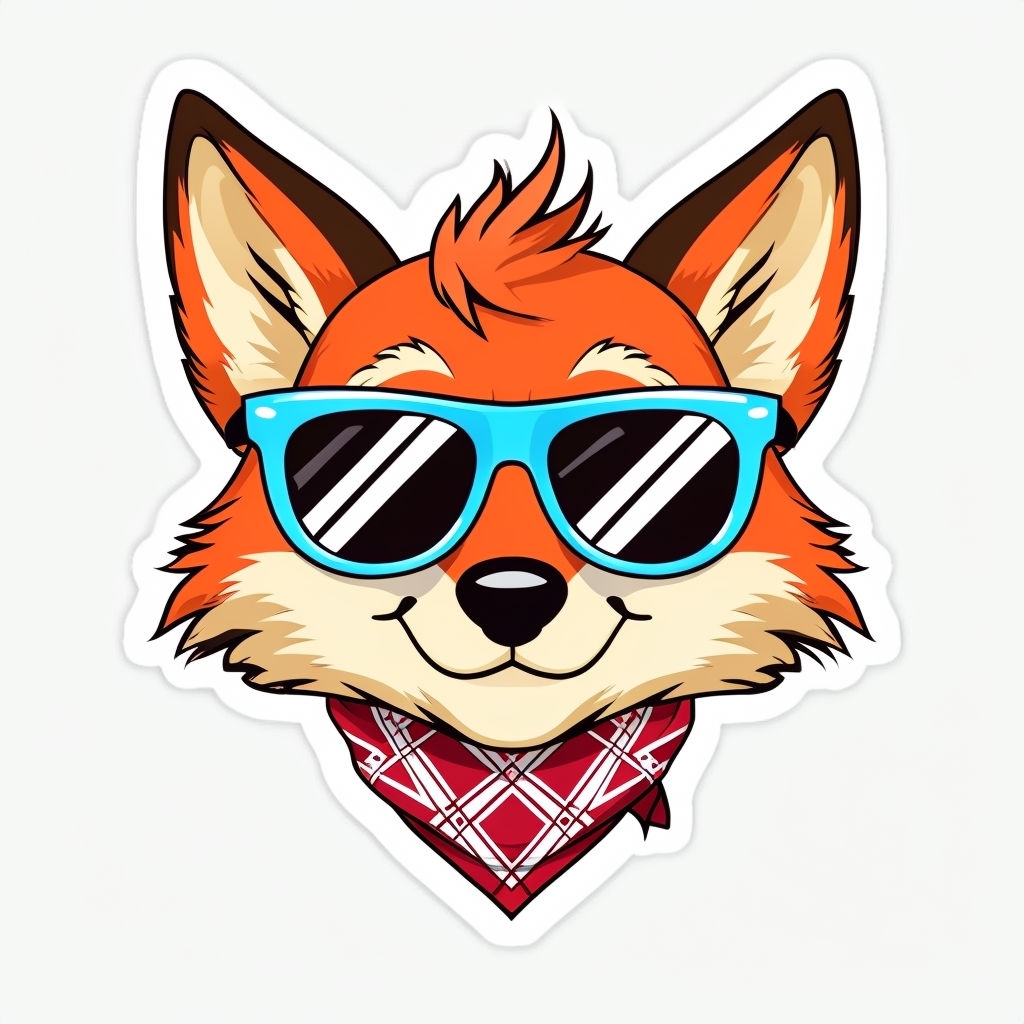 Vibrant Cartoon Fox Character with Sunglasses Sticker