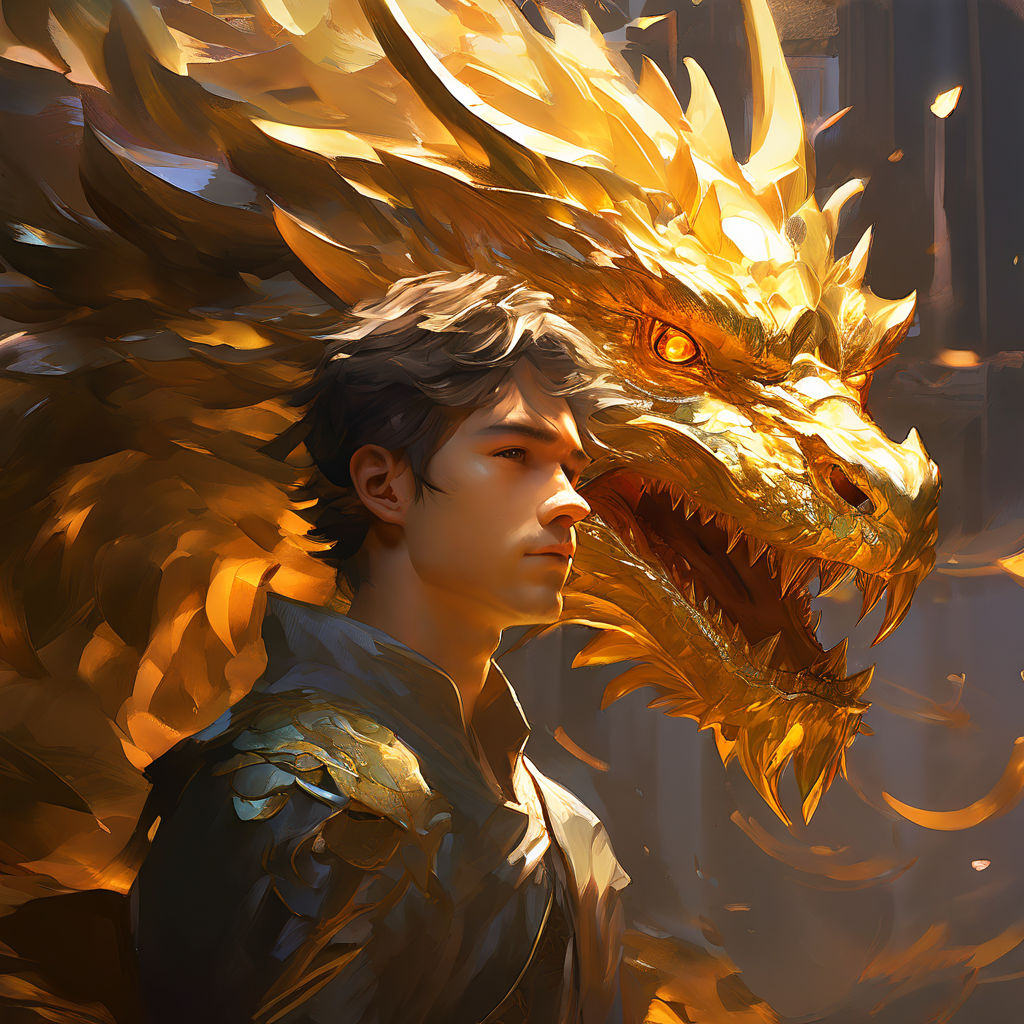 Draw a picture of Gold Dragon reincarnated as a male human b... by 김정연 ...