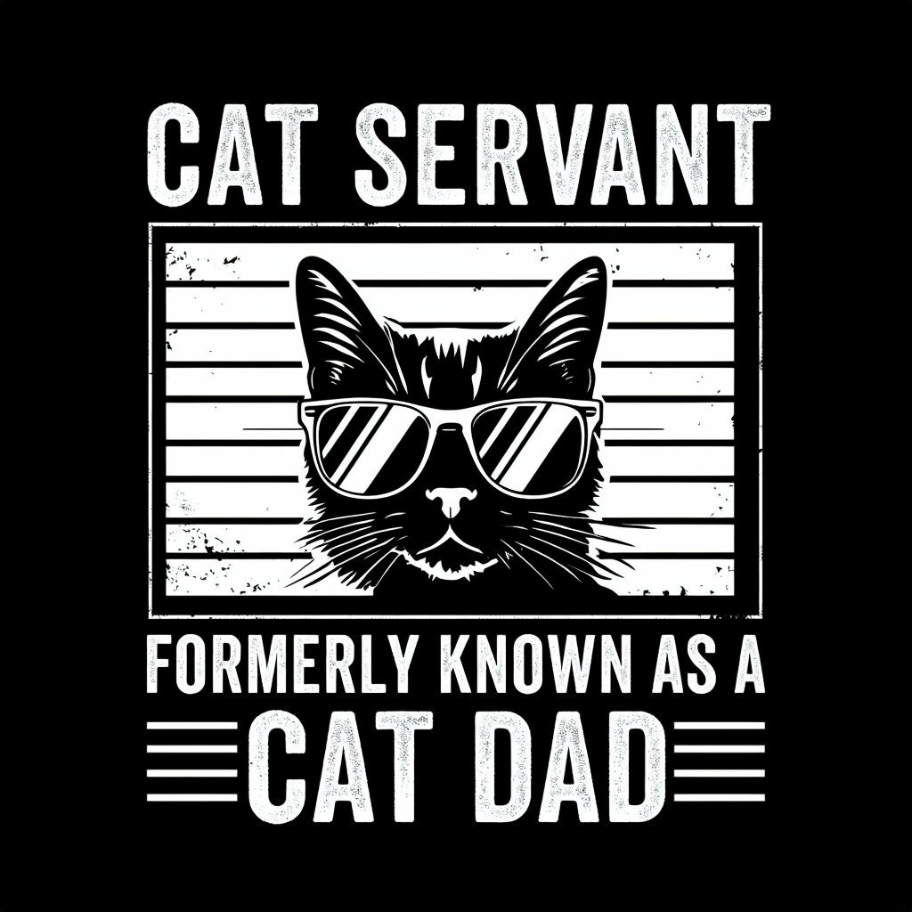 Cool Cat Servant Graphic Design T-Shirt