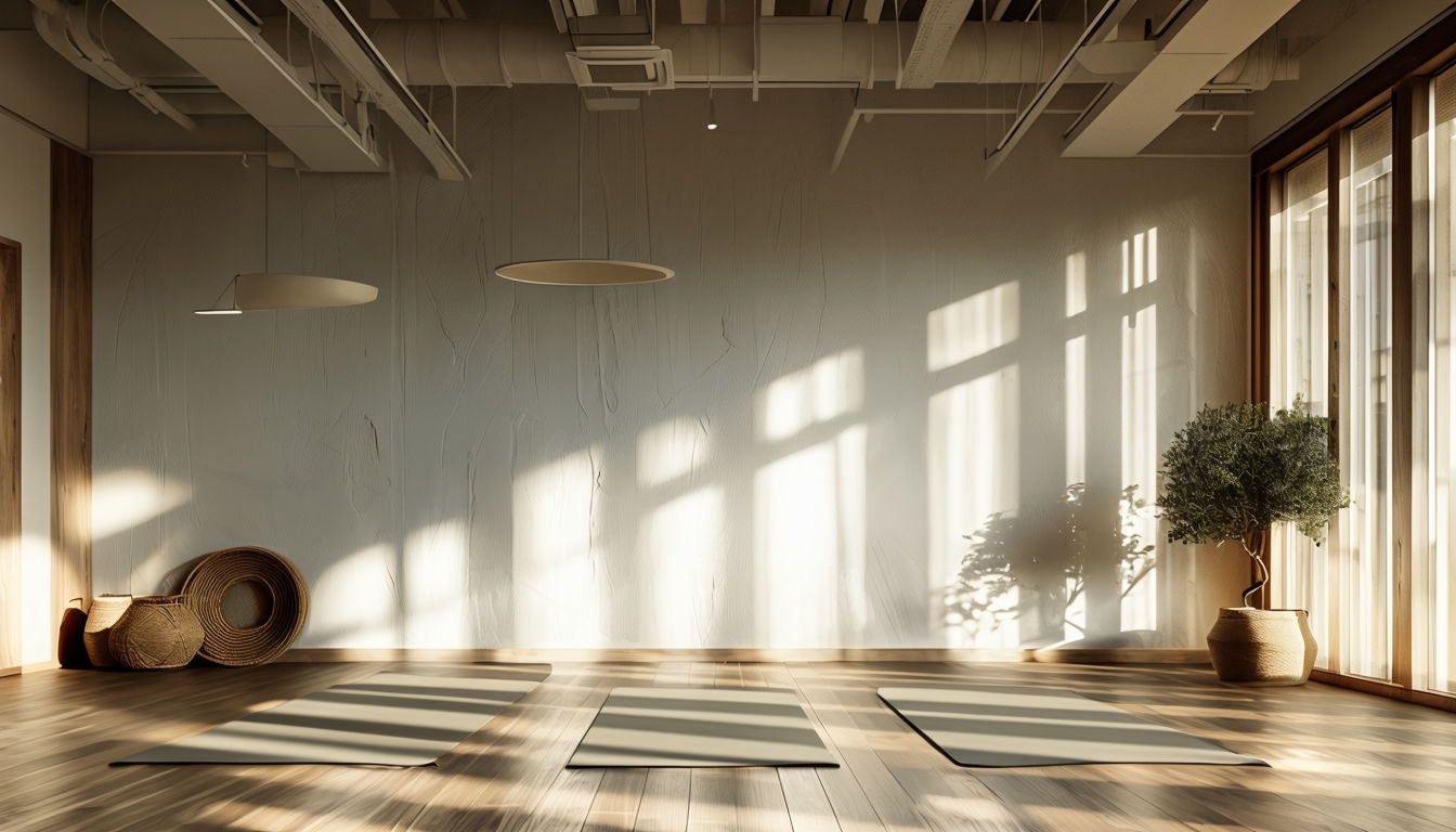 Minimalist Yoga Room with Natural Light Virtual Background