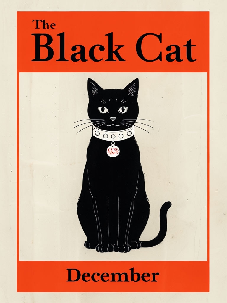 Vintage Black Cat Illustration with Elegant Typography Poster