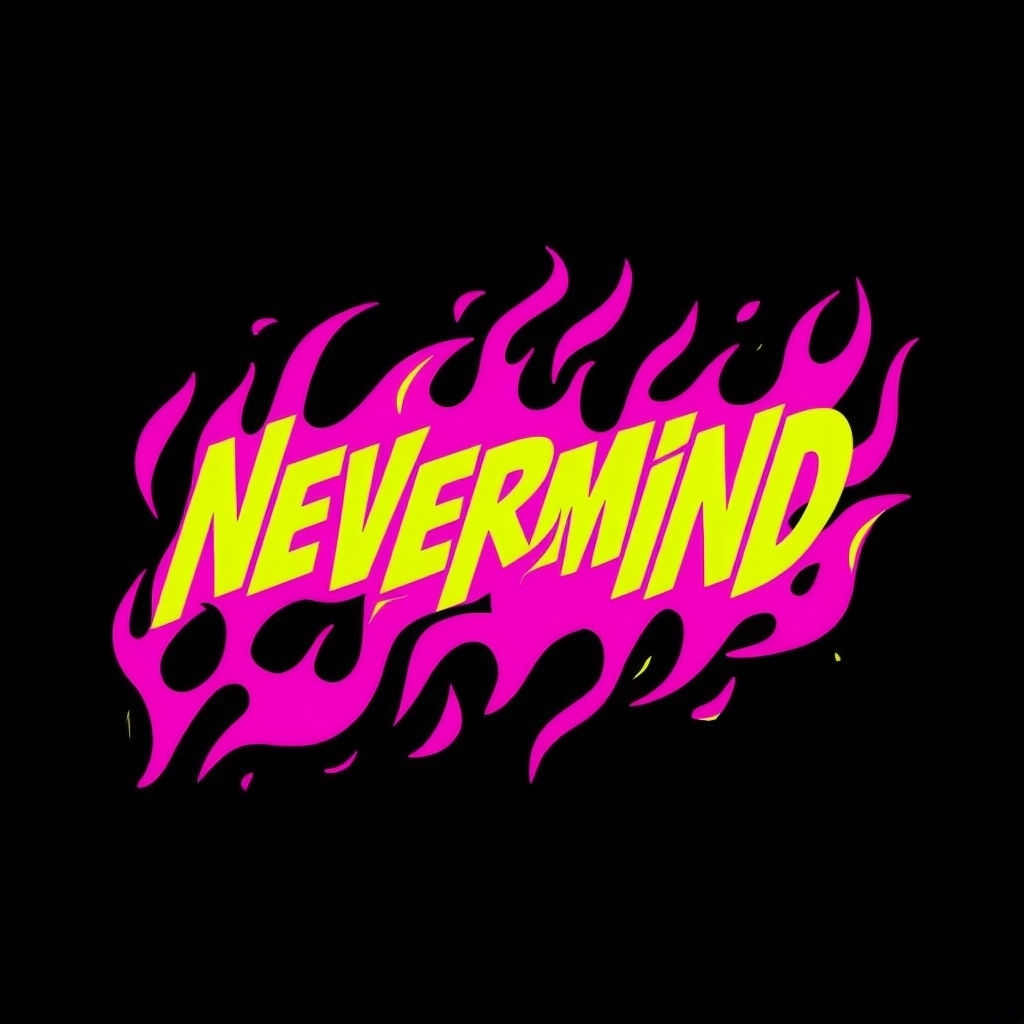 Bold Neon 'NEVERMIND' Flames Graphic Design Hat