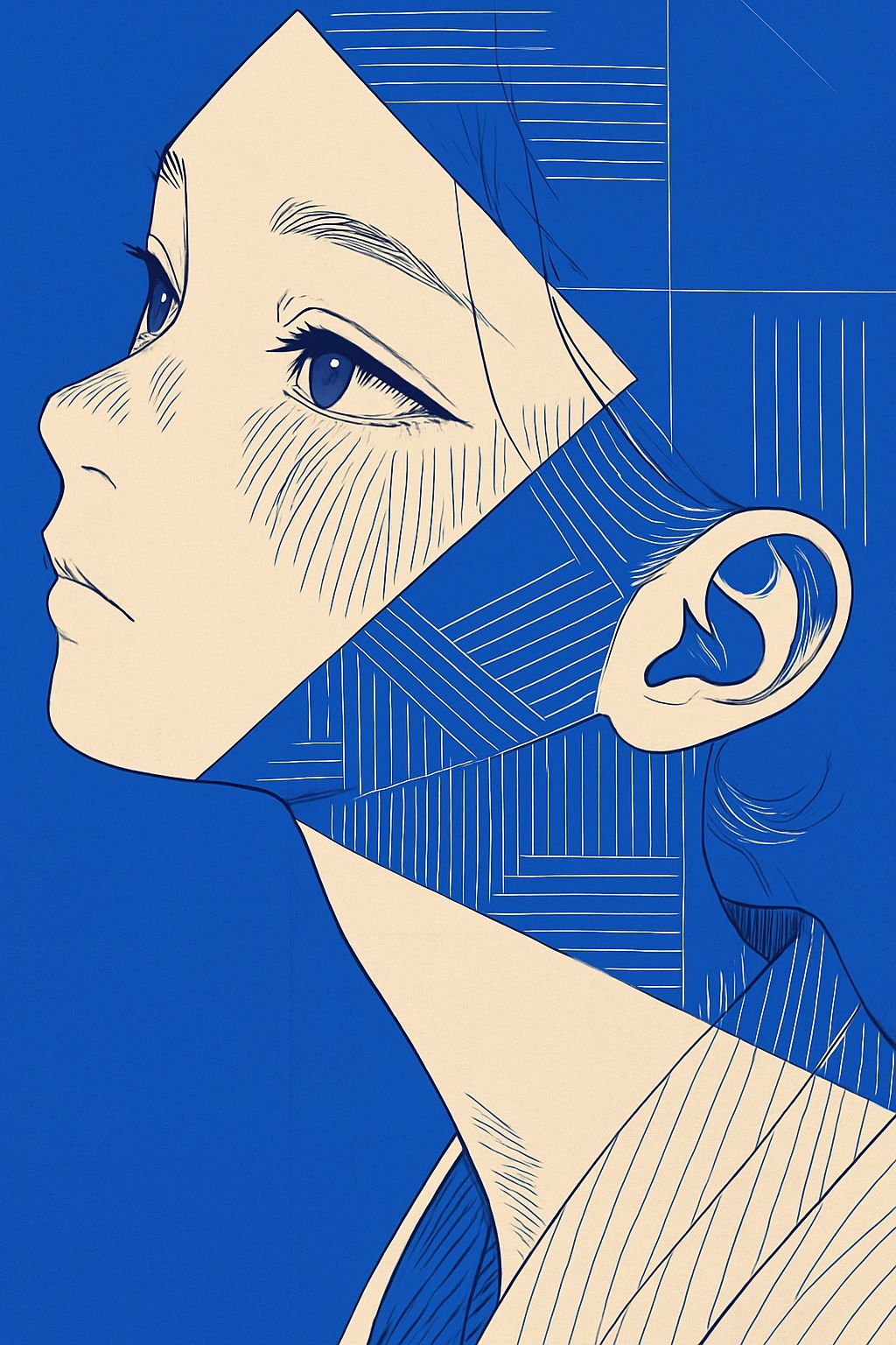 Modern Abstract Geometric Woman's Face Profile T-Shirt